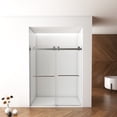 thumbnail image 5 of BARONAGE 50-60 " W x 70" H Frameless Double Sliding Soft-Close Shower Door, Noiseless Shatterproof Shower Door, 5/16"(8mm) Laminated Glass Premium Tempered Glass Shower (Brushed Nickel Towel Bars), 5 of 17
