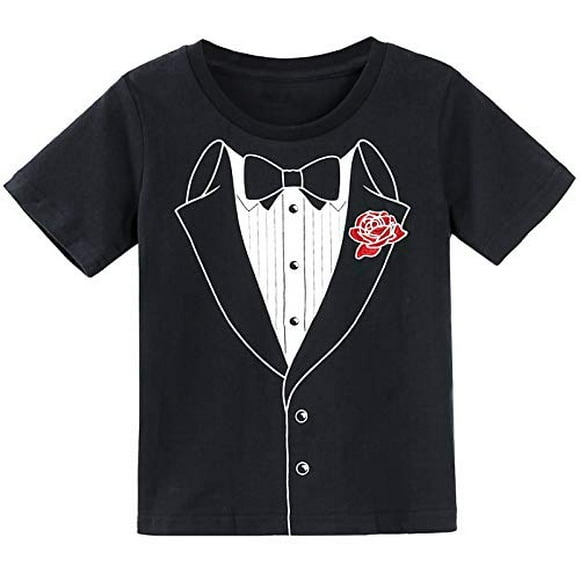 COSLAND Toddler Tuxedo Shirt Boys Printed Wedding T-Shirt 2T