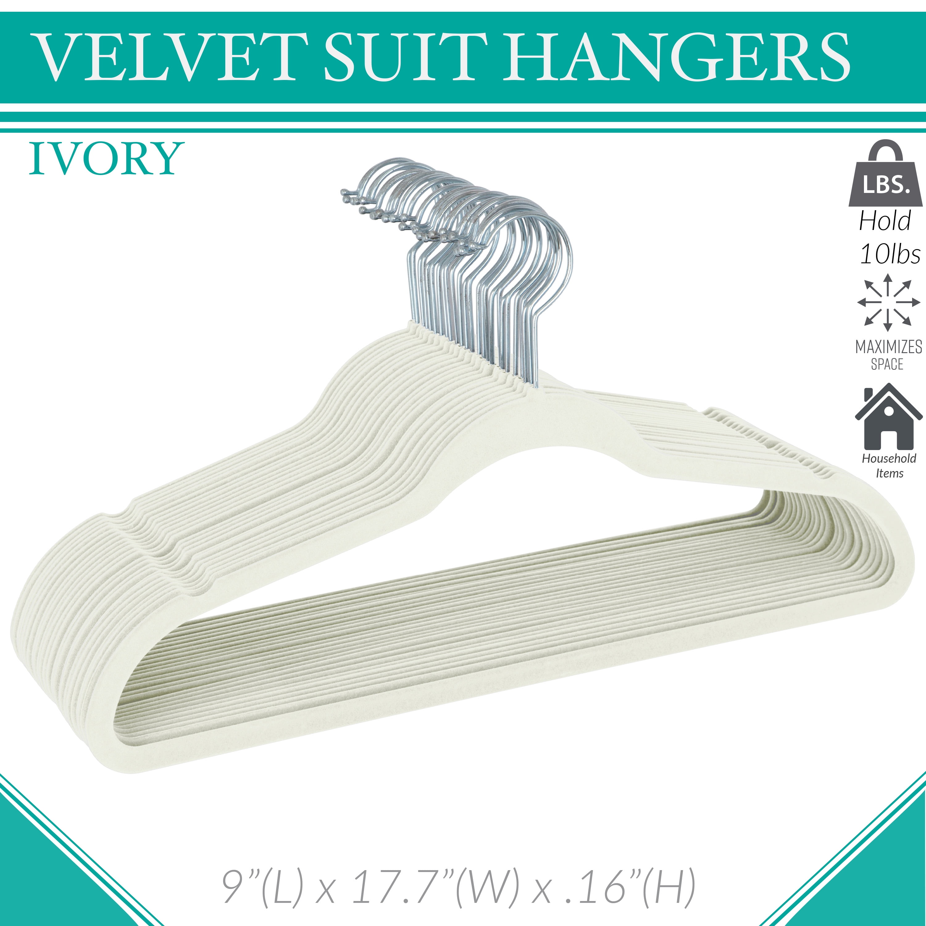Simplify 6-Pack Children's Velvet Hangers Ivory