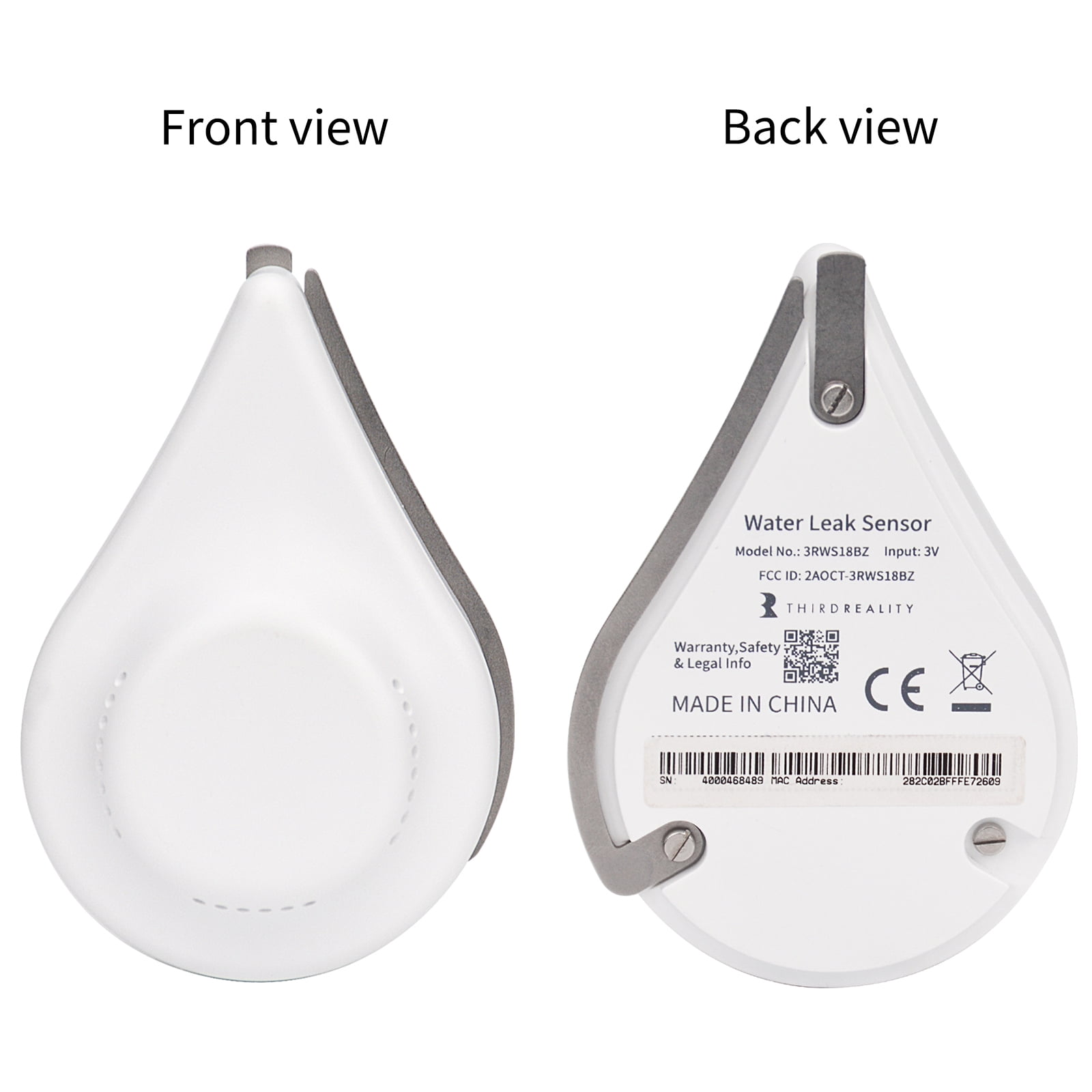 THIRDREALITY Zigbee Water Leak Sensor Upgraded with Dripping Detection,120 dB Alarm,App/Email Notifications Enabled When Work with Compatible Zigbee HUB Like SmartThings or Third Reality Hub/Speaker