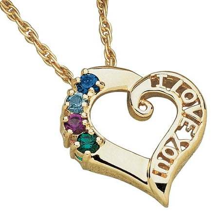 Personalized Mother's 14kt Gold-Plated "I Love You" Birthstone Pendant, 20