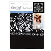 Styled Basics Black Paisley Bandana, Unisex, Adult, 100% Cotton, 22" x 22"