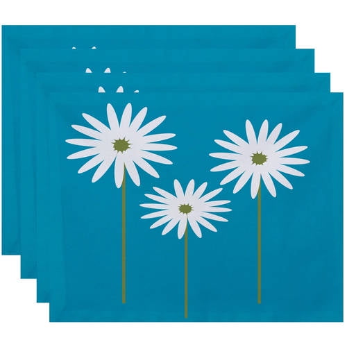 Simply Daisy 18" x 14" Daisy May Floral Print Placemats, Set of 4