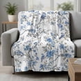 thumbnail image 2 of Blue Floral Birds Blanket Soft Cozy Warm Twin Blanket for Bed, Plush Fuzzy Flannel Fleece Blankets for Sofa, Farmhouse Flowers Pastoral Throw Blankets for Couch, Lightweight Gifts for Men, 60"x80", 2 of 9
