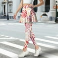 thumbnail image 3 of COEQINE Fashion Tennis Skirted Legging for Women with Pockets Red Floral White Pattern Elastic Yoga Skirts with Leggings Comfy Breathable Leggings with Skirts, M, 3 of 7