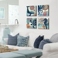 thumbnail image 6 of Coastal Wall Decor Navy Blue Beach Wall Art for Bedroom Canvas Prints Ocean Whale Poster Artwork Sea Life Aesthetic Painting 4Pcs/Sets Turtle Octopus Pictures Office Bathroom Home Decoration 14 x 14", 6 of 6