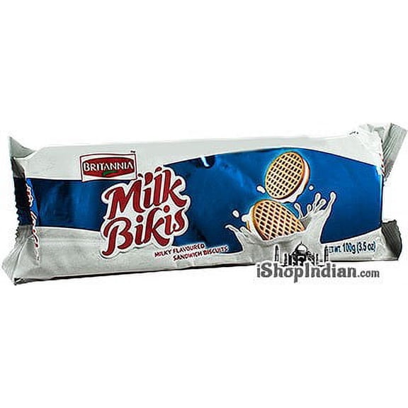 Britannia Milk Bikis Sandwich Biscuits 3.5 oz pack Pack of 4