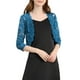 thumbnail image 1 of Inspire Chic Cárdigan de Encaje Floral para Mujeres con Mangas 3/4, Top Transparente, Azul Lago M, 1 of 7