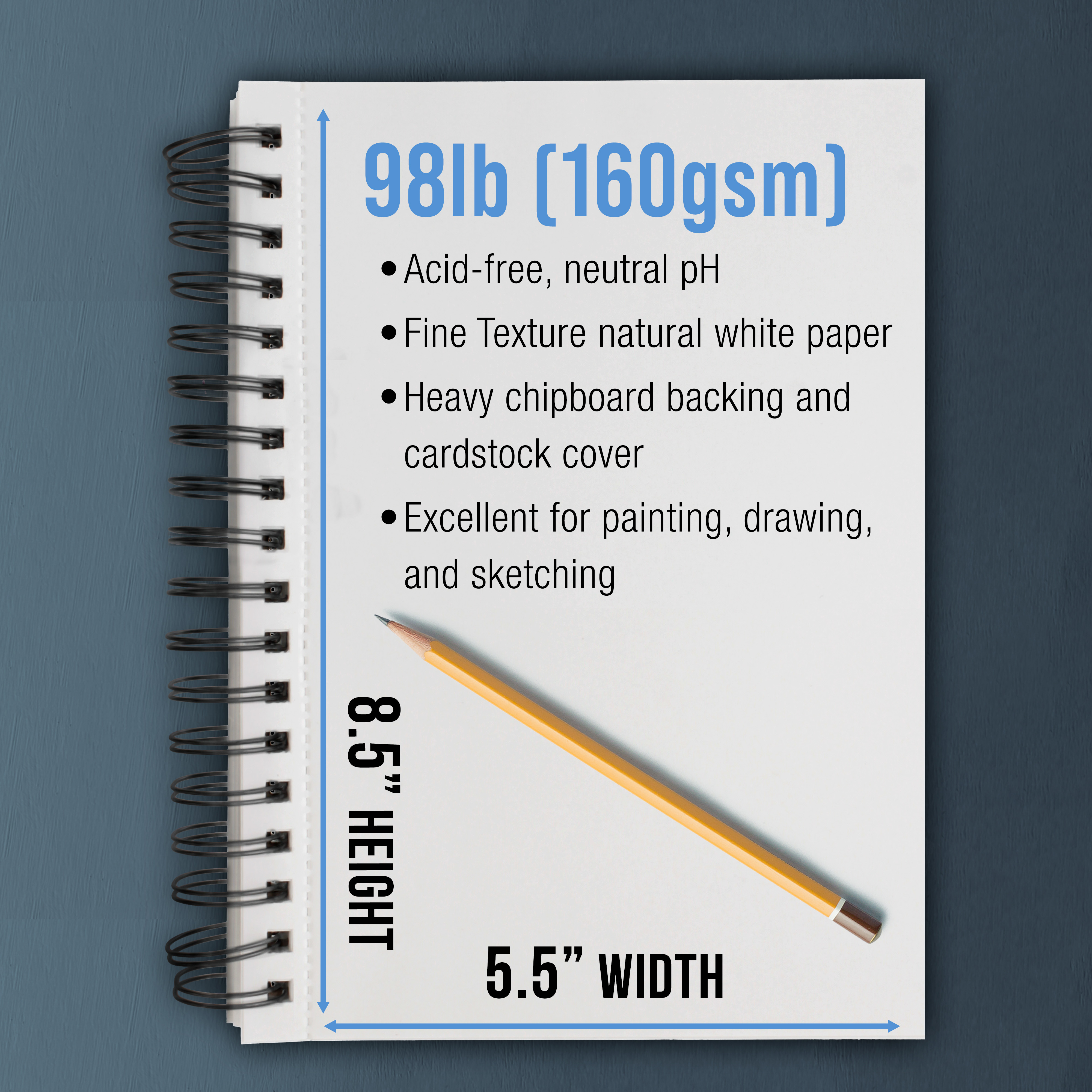 U.S. Art Supply 5.5x8.5" Spiral Sketch Pad, 2-Pack photo 3