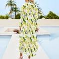 thumbnail image 5 of 2024 Yellow Lemon Print Casual Dress Watercolor Fruit Pattern Street Fashion Dresses Long Sleeve Beach V Neck Graphic Chiffon Dress, 5 of 7