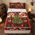 thumbnail image 2 of Manfei Christmas Tree Zipper Full Size Comforter Sets with Fitted Sheet and 2 Pillowcases Holiday Zipper Bedding Set, Pink Red, Xmas Reversible, 2 of 7