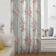 thumbnail image 5 of Teal Green Wooden Sheer Curtains 72 Inches Long, Farmhouse Pink Florals Distressed Light Filering Curtains, Breathable Simi Curtain Privacy Drapes for Living Room Bedroom Lightweight Window Treatment, 5 of 8