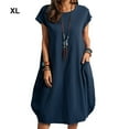 thumbnail image 2 of Vestido de Mujer Minnieouse Jersey de Repuesto Verano Transpirable Cuello Redondo Doble Bolsillo Azul Oscuro, 2 of 5