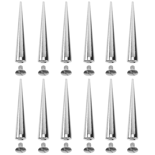 MasteelfCA 10pcs Solid Punk Bullet Large Spikes Metal Leather Rivets DIY Silver Cone Studs