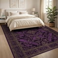 thumbnail image 3 of ODIKA 8'x10' Washable Area Rug Non-Shedding, Easy Care, Gothic Damask Motif Vintage Filigree Scroll Ornamental Horror Bat Refined for King Size Bedroom Under Bed, Master Suite, 3 of 7