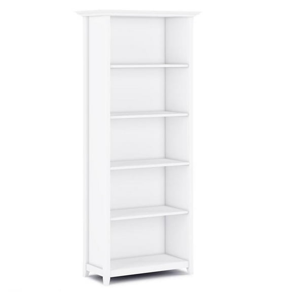 Trent Home Solid Wood 70" Tall 5-Shelf Bookcase in White
