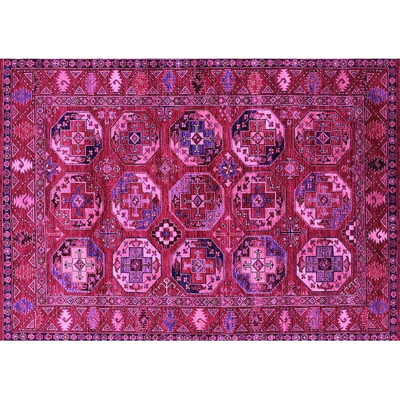 Ahgly Company Indoor Rectangle Oriental Pink Industrial Area Rugs, 4' x 6'