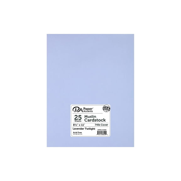 PA Paper Accents Textured Cardstock 8.5" x 11" Lavender Twilight, 74lb colored cardstock paper for card making, scrapbooking, printing, quilling and crafts, 25 piece pack