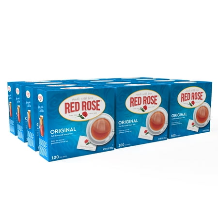 Red Rose Original Full Flavored Black Tea Specially Blended Strong Black Tea with 100 Tea Bags (Non- Envelope) Per Box Pack of 12 Contains Caffeine Brew Hot/Cold Original Black Tea