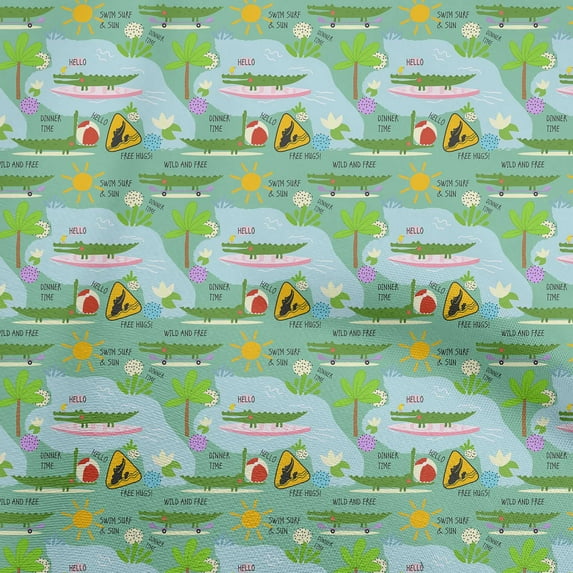 oneOoneCottonSilkGreenFabricKidsAnimalDiyClothingQuiltingFabricPrintFabricByYard42InchWide
