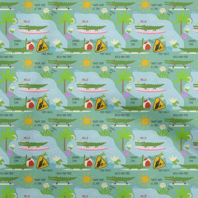 oneOone Rayon Green Fabric Kids Animal Craft Projects Decor Fabric Printed by The Yard 56 Inch Wide