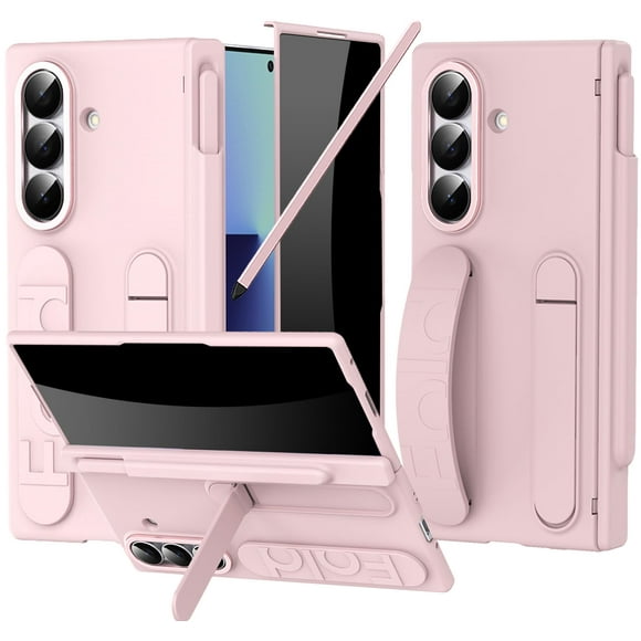 Funda para teléfono YQODSZ Galaxy Z Fold 7 rosa con correa y lápiz capacitivo