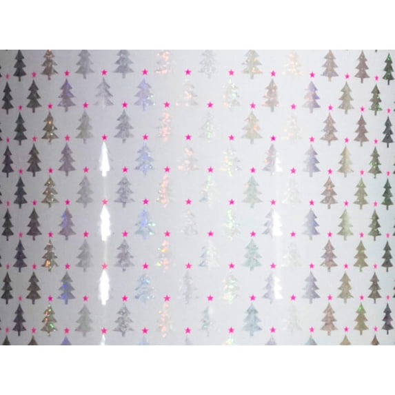 Pack of 1, Mini Holographic Trees Wrapping Paper Roll, 24" x 833' For Christmas, Holiday & Events, Made In USA