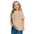 thumbnail image 6 of Piuwrlz Striped Short T-Shirts Sleeve Kids Girls Round Neck Shirt Fashionable Cotton Shirt Top Orange Size 7 Years, 6 of 8