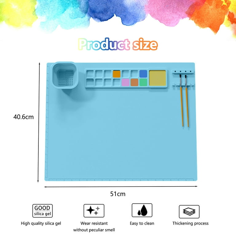ALEXPRE silicone craft mat, nonstick silicone painting mat 20x 16 silicone  art mat with cup and paint holder, multipurpose silicone