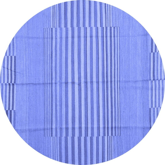 Ahgly Company Machine Washable Indoor Round Abstract Blue Contemporary Area Rugs, 5' Round