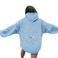 thumbnail image 4 of Fjofpr Blue Hoodies for Women Women's Casual Printed Crew Neck Long Sleeved Loose Hooded Sweatshirts Light Blue xxl, 4 of 6