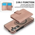 thumbnail image 5 of Decase for Samsung Galaxy S24 FE Flip PU Leather Back Cover with 2-in-1 Detachable Magnetic Wallet with 5 Card Slots Compatible Mag-Safe and RFlD Blocking Kickstand and Wireless Charging,Rosegold, 5 of 6