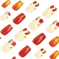 thumbnail image 2 of Uñas postizas adhesivas Sevgob medianas cuadradas con diseño de hoja de arce, 24 piezas, 2 of 7