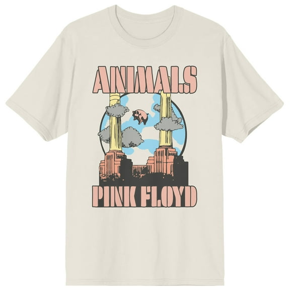 Pink Floyd Animals Waterprint Crew Neck Short Sleeve Tofu Men's T-shirt-Medium
