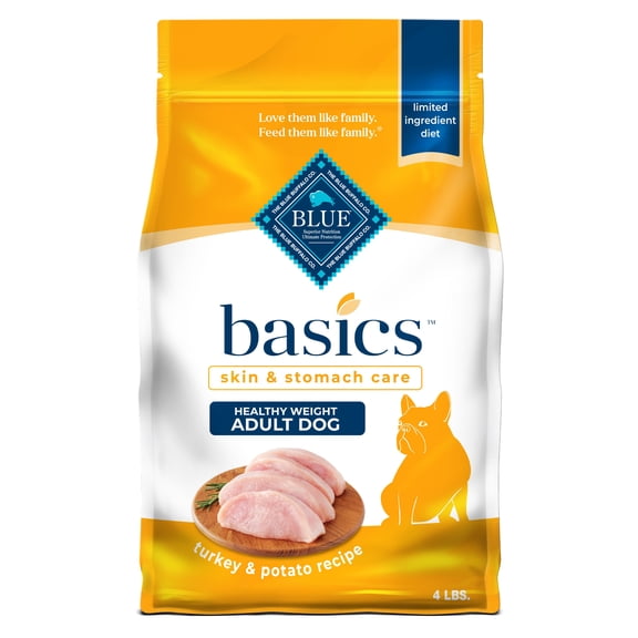 Blue Buffalo Basics Adult Dry Dog Food, Skin & Stomach, Turkey, Chicken Free, 24lb