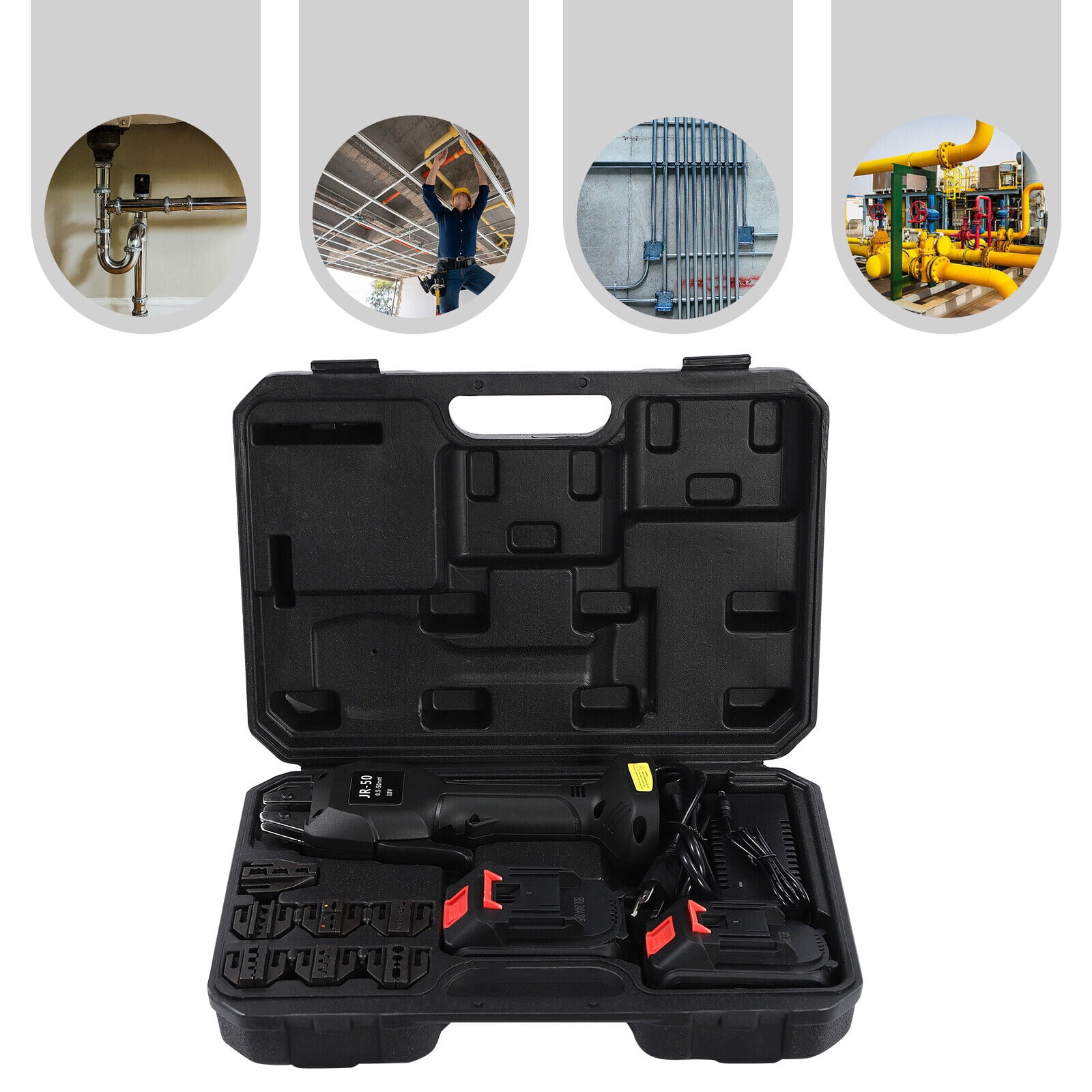 EW-50X Electric Crimping Pliers Terminal Crimping Tool Rechargeable DC 18V/3Ah Black