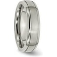 thumbnail image 5 of Avariah Chisel Titanium Brushed and Polished 6.2mm Grooved Edge Band - Ring Size 14.0, 5 of 8