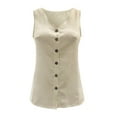 thumbnail image 4 of Moda mujer verano cuello en V sin mangas botón sólido Casual Tank Top blusa Fridja  gh6896, 4 of 4