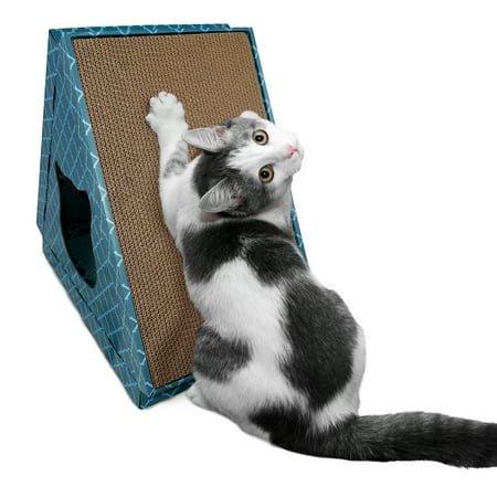 UPC: 0842229113846 | FurHaven Pet Cat Scratcher | Tiger Tent Corrugated Cat Scratcher House with Catnip Seaglass