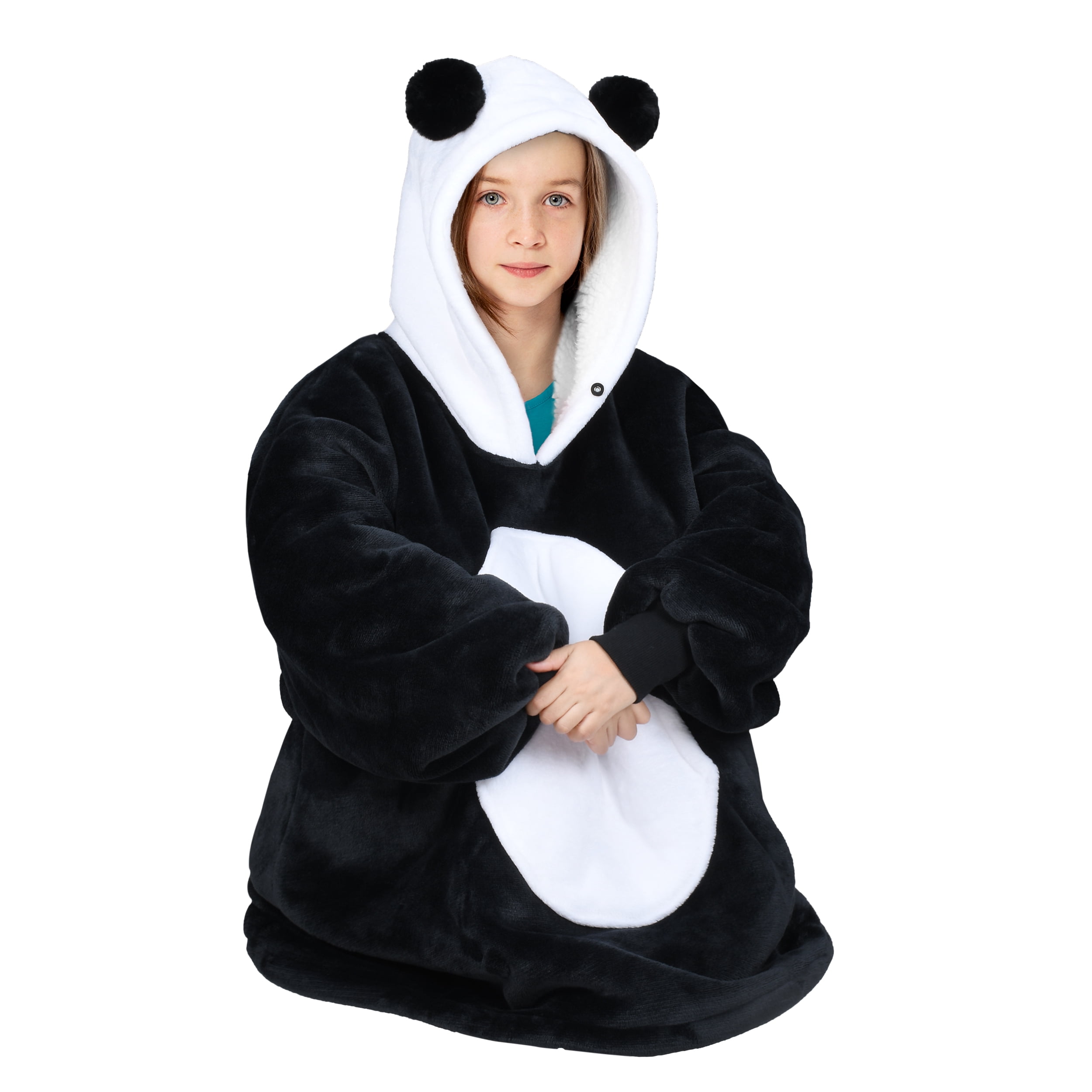 Panda Oversized Sherpa Hoodie Blanket Sweatshirt for Women