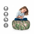 thumbnail image 2 of Tropical Storage Toy Bag Chair, Exotic Hawaii Jungle Themed Interpretation of Multitude Palm Leaves, Stuffed Animal Organizer Washable Bag, Large Size, Green Rose Pastel Pink, by Ambesonne, 2 of 3