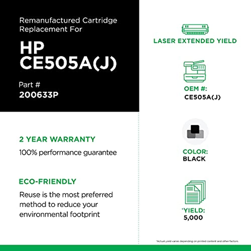 Remanufactured Clover Extended Yield Toner Cartridge for HP CE505A HP 05A 200633P