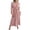Pink, variant on qafoshin Fall Pleated Dresses for Women V Neck Long Sleeve Midi Dress Waistband Classic Ruched Dress