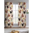 thumbnail image 2 of Farmhouse Rooster Sheer Curtains 84 Inch Length 2 Panels Set for Living Room/Bedroom, Vintage Watercolor Flowers Wood Grain Kitchen Curtains Grommet Semi-Sheer Curtains Window Treatments 52"x84"x2, 2 of 7