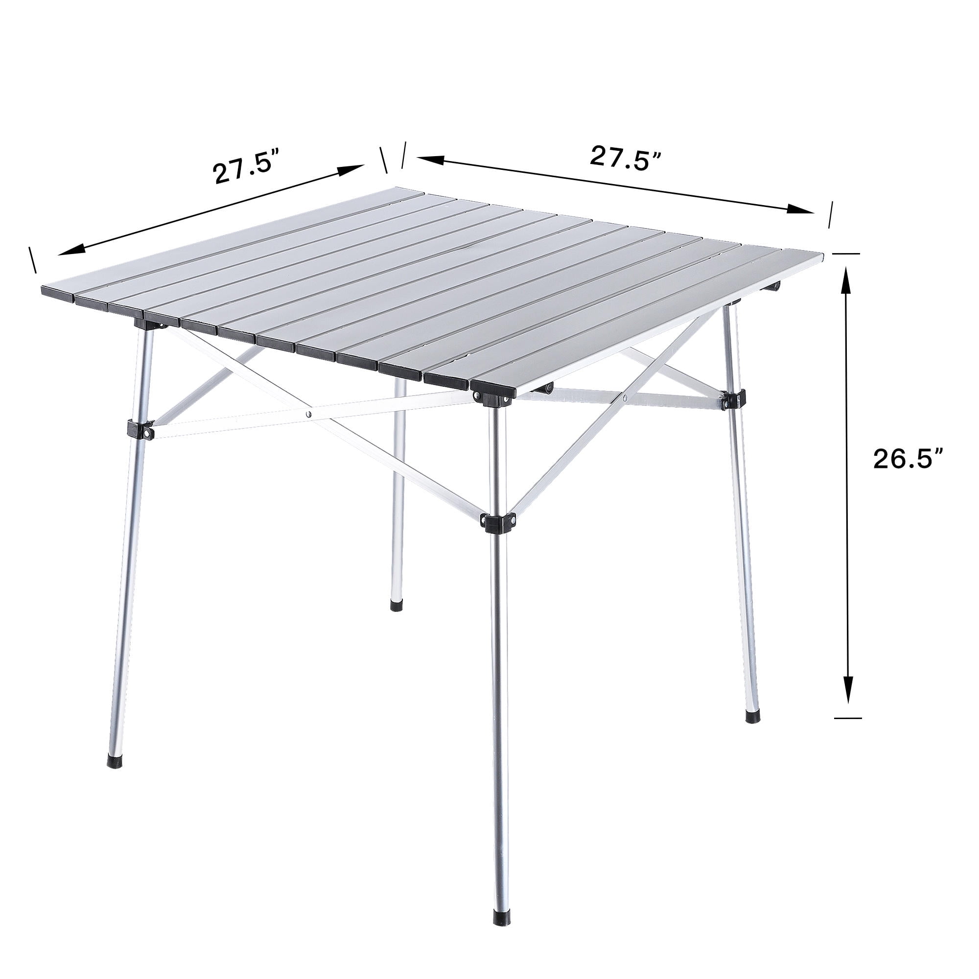 70*70cm Roll Up Folding Aluminum Camping Square Picnic BBQ Table w/ Portable Bag 