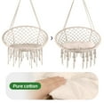 thumbnail image 6 of Boho Beige Hammock Chair with Cushions, Max 350 Lbs Load-Bearing, Perfect for Porch, Garden & Bedroom Retreat, 6 of 7
