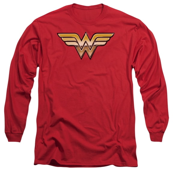 JLA Justice League Golden  Long Sleeve Adult 18/1 T-Shirt Red