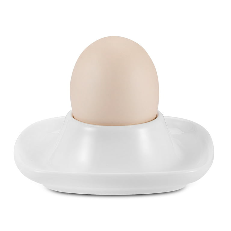 Ceramic Egg Cups Set of 4 Pack, Porcelain Hard Soft Boiled Egg Holder  Keeper Container w/ Base, Stackable Serving Dish Plate Stand Serveware for  Countertop Display Kitchen (White) 