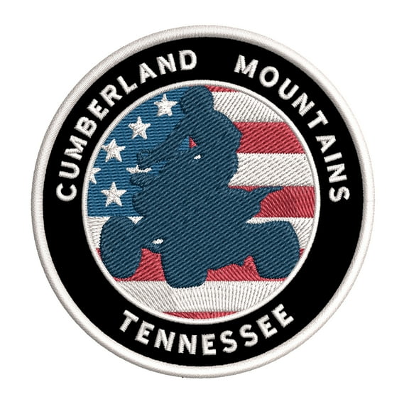 Cumberland Mountains, Tennessee ATV / OHV American Flag 3.5 Inch Iron Or Sew On Embroidered Fabric Badge Patch Extreme Sports Iconic Series