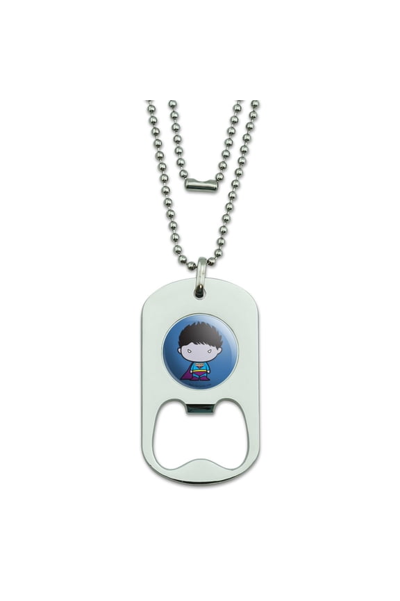 Superman Bizarro Cute Chibi Character Military Dog Tag Bottle Opener Pendant
